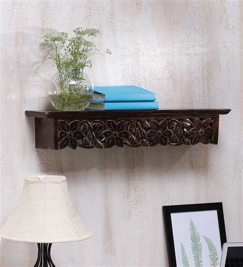 Buy Engineered Wood Floating Wall Shelf In Brown By Wooden Twist Online