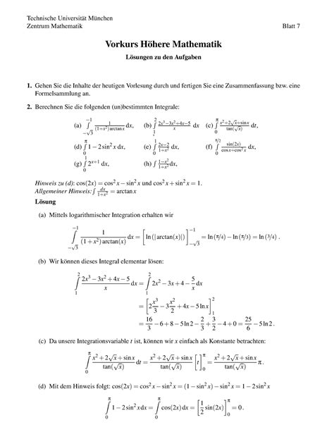Blatt 7 Lösungen WS21 22 Technische Universität München Zentrum
