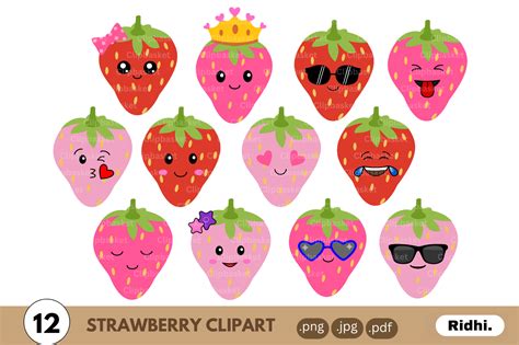 Cute Strawberries Clipart Graphic By Ridhikumari · Creative Fabrica