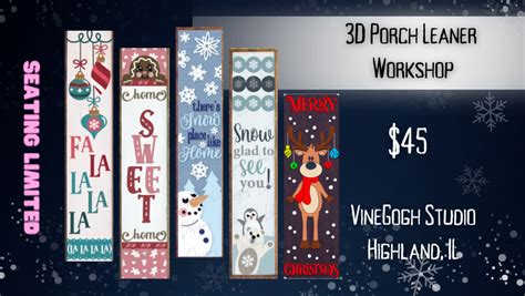 3D Winter and Christmas Porch Leaners - Vine Gogh Wine Bar & Art Studio