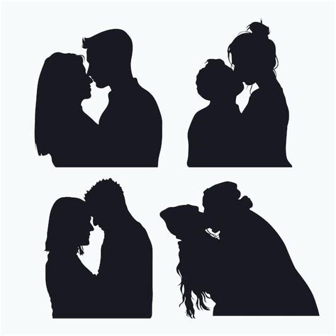 Free Vector Flat Design Couple Kissing Silhouette In 2024 Kissing