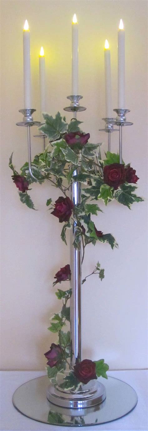 CANDELABRA WITH IVY GARLAND PRICE INCLUDES 95cm CHROME CANDELABRA