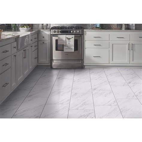 Trafficmaster Carrara Marble Mil In W X In L Peel And Stick