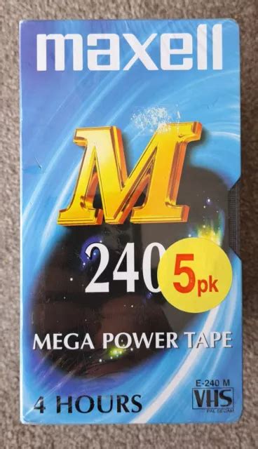 MAXELL VHS MEGA Power Blank M 240 Video Cassettes 4 Hours 5 Pack 19 95