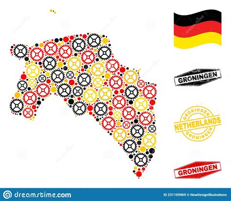 Wheel Mosaic Groningen Province Map In German Flag Colors And Grunge