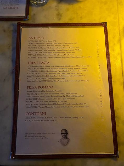 Menu At Cicerone Cucina Romana Restaurant Surry Hills