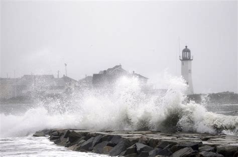 October 29 2012 Waves From Hurricane Sandy Crash Over The Outer Break Wall