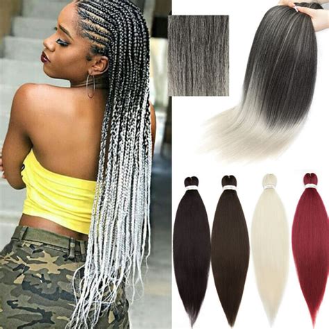 Pro Ez Braid Pre Stretched Braiding Hair Hot Water Setting Ombre Grey For Human Ebay