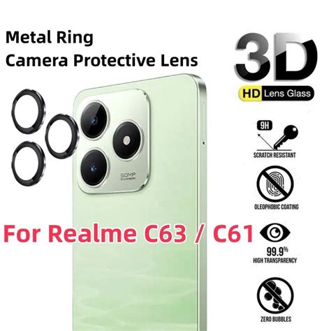 สีแหวนโลหะกล ้ องป ้ องกันเลนส ์ สําหรับ Realme C63 C61 4g 2024