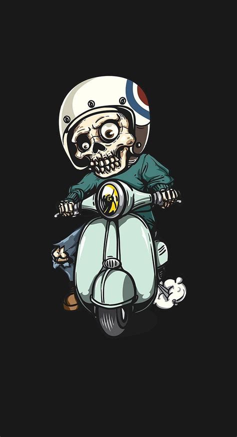 Funny Biker, art, bike, cute, helmet, humour, ride, skeleton, skull, HD ...