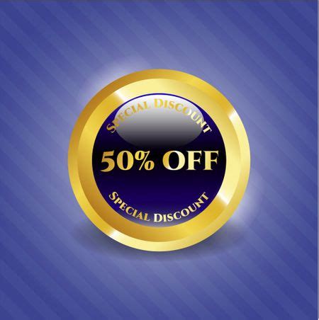 50 Off Gold Shiny Emblem Freestock Vectors