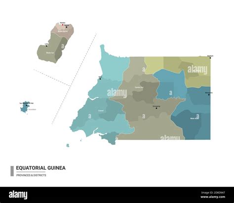 Äquatorialguinea hat detaillierte Landkarte mit Unterteilungen