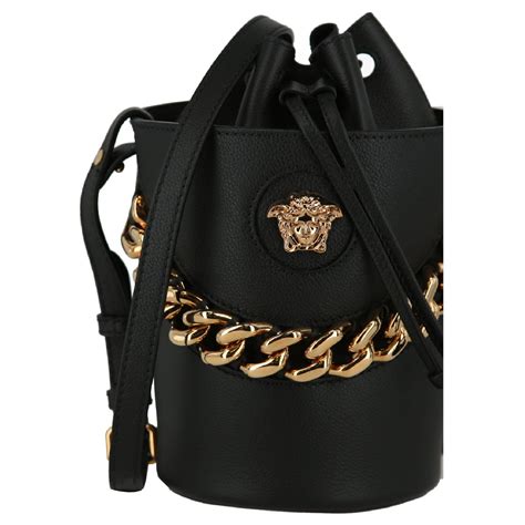 Versace La Medusa Leather Bucket Bag Black Pony Style Calfskin Ref