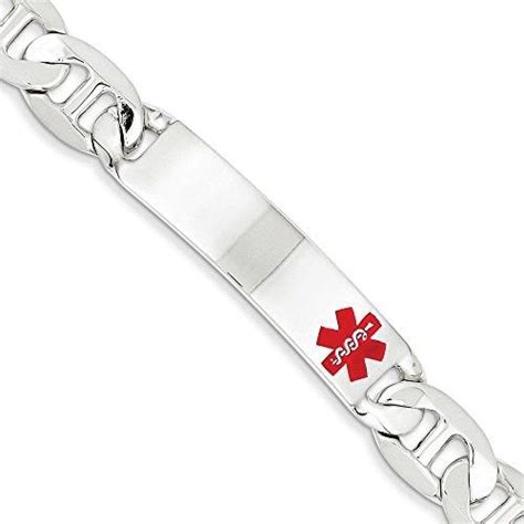 925 Sterling Silver Red Enamel Medical Alert Id Bracelet