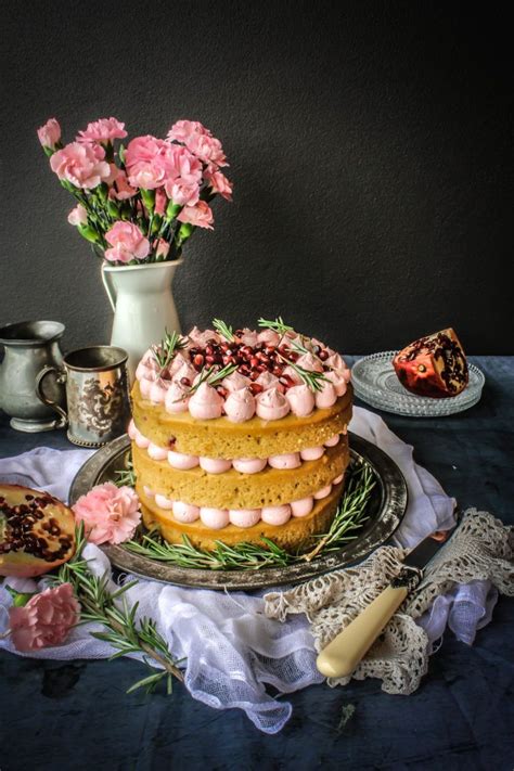 Rhubarb Cake With Pomegranate And Rosemary Buttercream Sweet Recipes