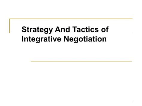 Integrative Negotiation Ppt