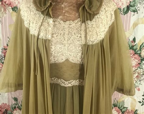 Sheer Lavender Robe 70s Long Lingerie Jacket Ruffled Lace Trim Kimono