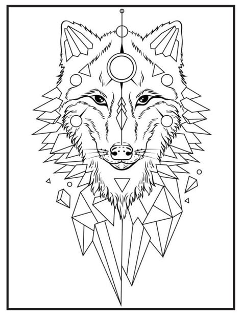 Dibujos De Tatuaje De Lobo Y Cristales Para Colorear Para Colorear