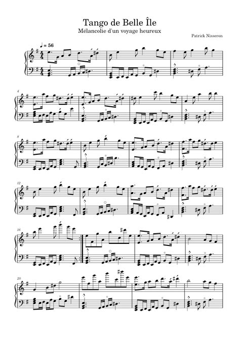 Tango De Belle Le Sheet Music For Piano Solo Musescore