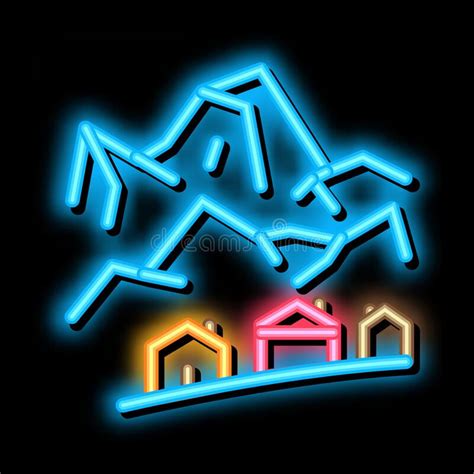 Ski Resort Village Neon Glow Icon Illustration Stock Vector