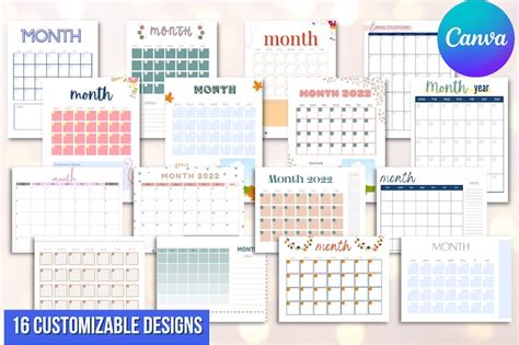 Customizable Canva Calendar Templates 16 Different Customizable