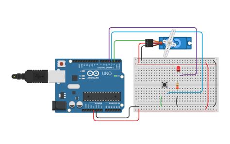 Circuit Design Servo With Button And Interrupt Tinkercad