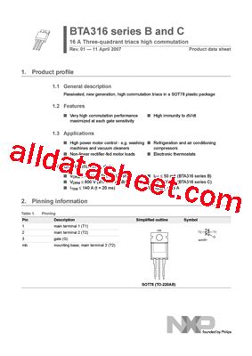 Bta B Datasheet Pdf Nxp Semiconductors