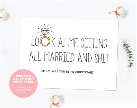 Bridesmaid Proposal Card Funny Bridesmaid Template Card Made Etsy