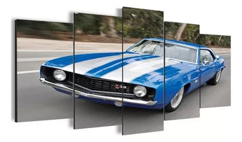 Marco De Mosaico 105 X 60 Cm Modelo Mod1379 Camaro 69 Coche Azul 5