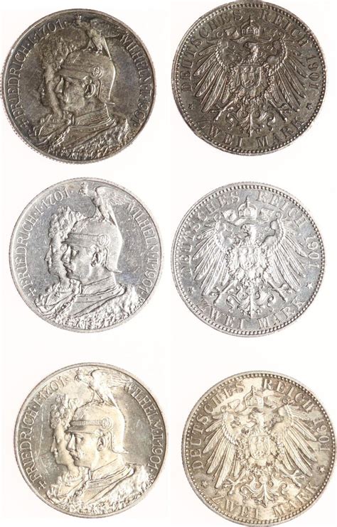 Preussen 3 x 2 Mark 1901 A Wilhelm II 1888 1918 vorzüglich