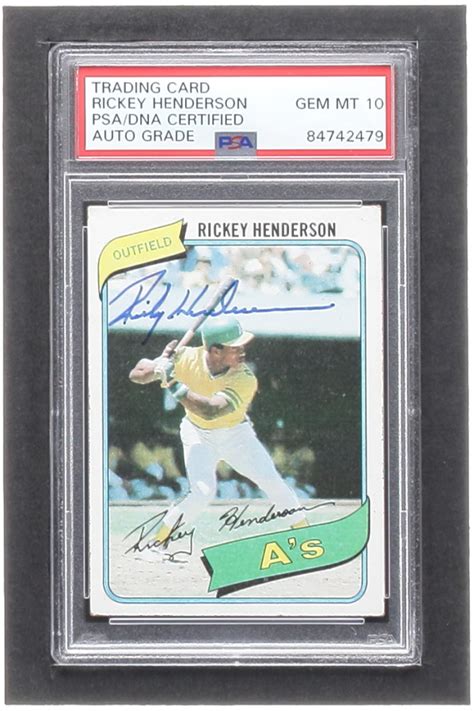 Charitybuzz Rare Rickey Henderson Signed 1980 Topps Rookie Card Mint 10