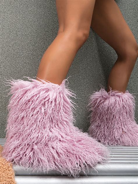 Fashion Woman Winter Lamb Skin Boots Long Hair Faux Sheep Fur Boots Cover O8