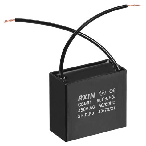 Buy Sourcing Ceiling Fan Capacitor CBB61 8uF 450V AC 2 Wires Metalized