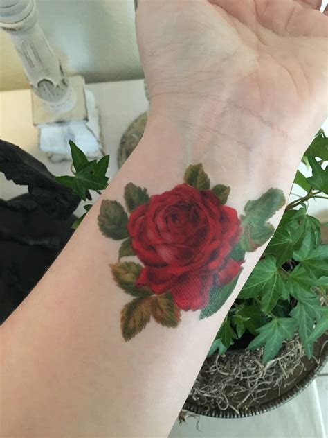 Vintage Rose Temporary Tattoo Roses Are Red