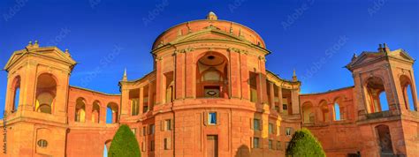 Wide Angle Panorama San Luca Holy Mary Sanctuary Of Bologna At Sunset