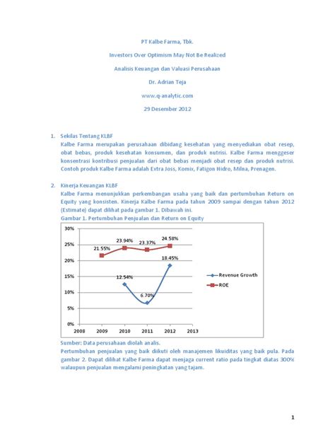 Analisis Fundamental Saham Pt Kalbe Farma Tbk Kinerja Keuangan Yang Kuat Namun Harga Saham