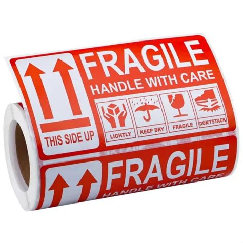 Red Warning Sticker Fragile Label Sticker Product Safe Shipping Label