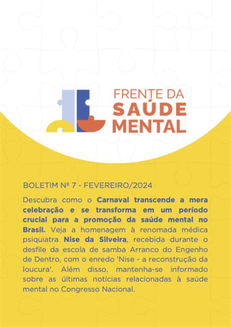 Boletins Mensais Frente Parlamentar Mista Para A Promoção Da Saúde Mental