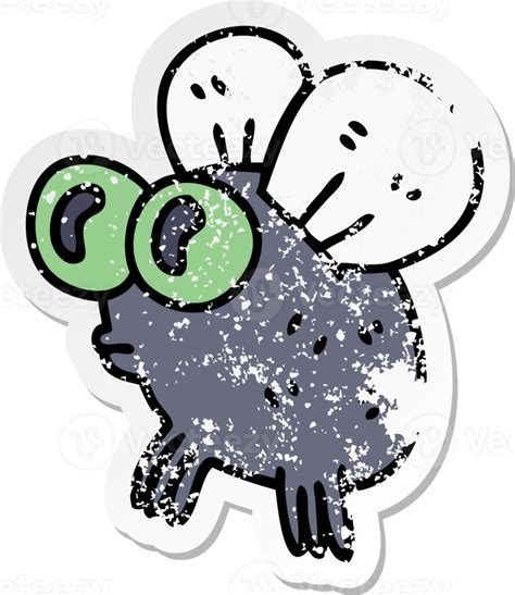 Distressed Sticker Of A Quirky Hand Drawn Cartoon Fly 45273361 PNG