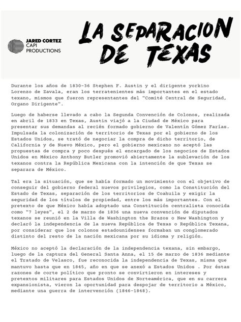 La Separación De Texas Pdf México Revolución De Texas