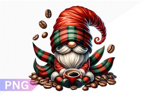 Christmas Coffee Gnome Sublimation Clipart Png