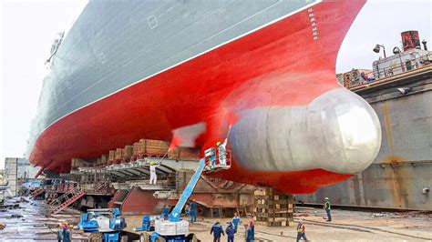 The Impressive Process Of Repairing Huge Ships Inside Dry Docks And