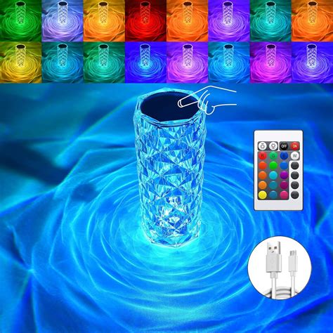 Buy Crystal Table Lamp16 Color Changing Rgb Touch Rose Table Lampusb