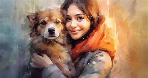 Premium Ai Image Young Girl A Veterinarian With A Happy Pet Owner