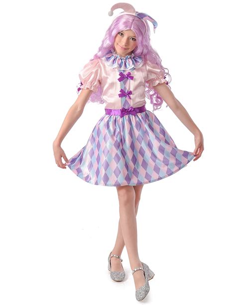 Costume Da Giullare Pastello Per Bambina Vegaooparty