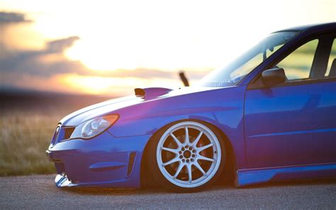 Subaru Subaru Impreza WRX STI Blue JDM Car Stance Wallpapers HD