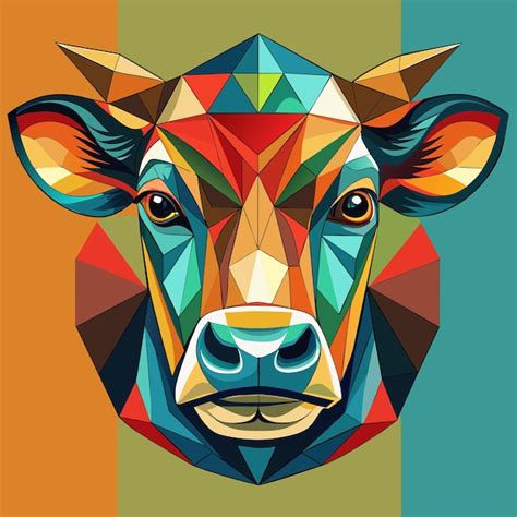 Premium Vector Cow Geometric Portrait