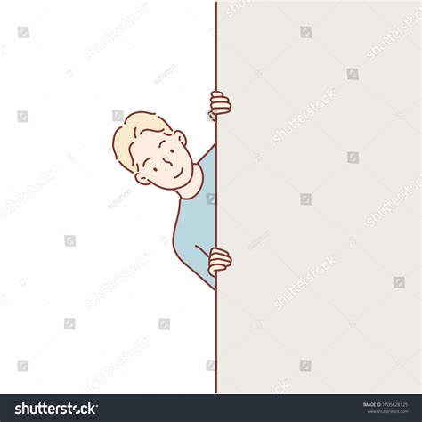 벽 뒤에 숨어있는 인간의 매개체손으로 그린 스톡 벡터로열티 프리 1705628125 Shutterstock