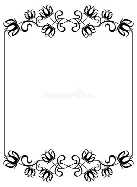 Cadre Noir Et Blanc Avec Des Silhouettes De Fleurs Illustration Stock