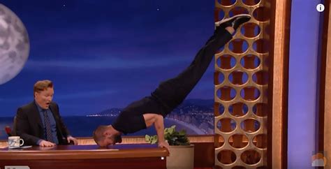 Jamie Dornan Uses Conan Obriens Desk As His Gym E News